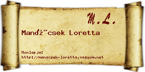 Manácsek Loretta névjegykártya